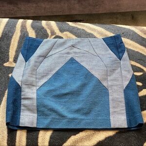 MAJE denim patchwork mini skirt